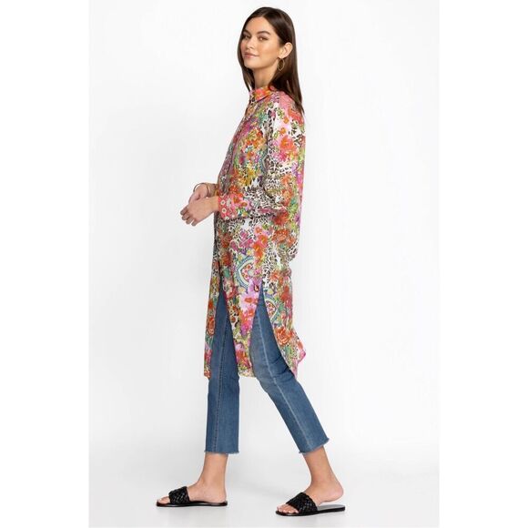 NWOT Johnny Was WILD GARDEN RELAXED OVERSHIRT size XL Floral Multicolor - Picture 2 of 12